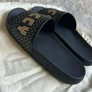 Gucci Black and Gold Men\'s Sandals size 7 Gucci X SEGA Leather Flashtrek Sandals - Men main image 3